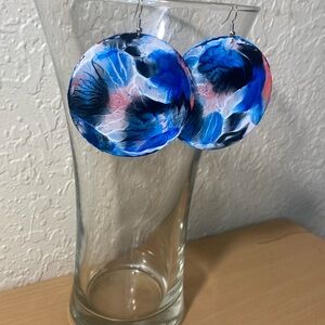 Blue and Black handmade nice circle earring